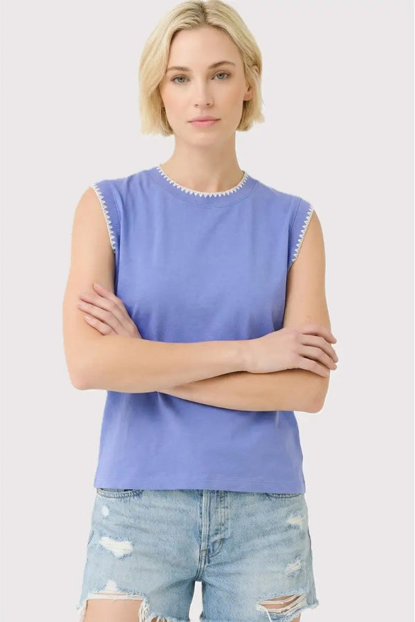 Blanket Stitched Cotton Top - Shop Ravel