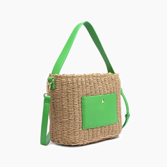 Sunset Straw Bucket Mini Tote Bag