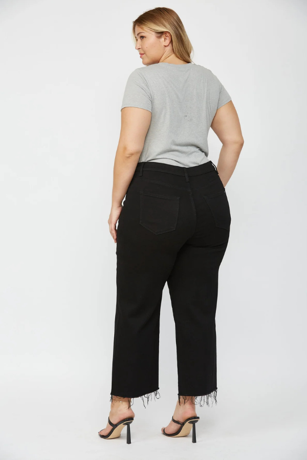 Mica Black Wide Leg Crop Jeans