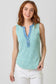 Washed Sleeveless Henley Top - Seafoam