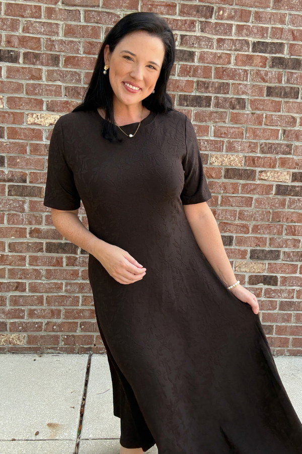 Leaf Jacquard Knit Dress