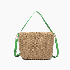 Sunset Straw Bucket Mini Tote Bag