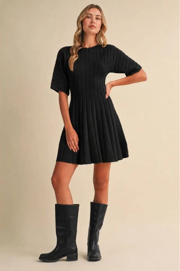 Short Sleeve Flare Mini Dress