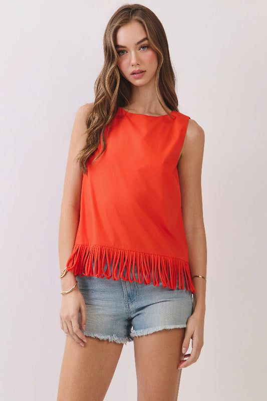 Fringe Hem Sleeveless Top