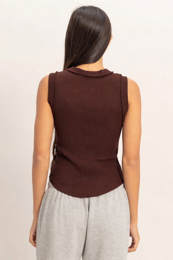 Seam Detail Tank Top- Brown - Shop Ravel