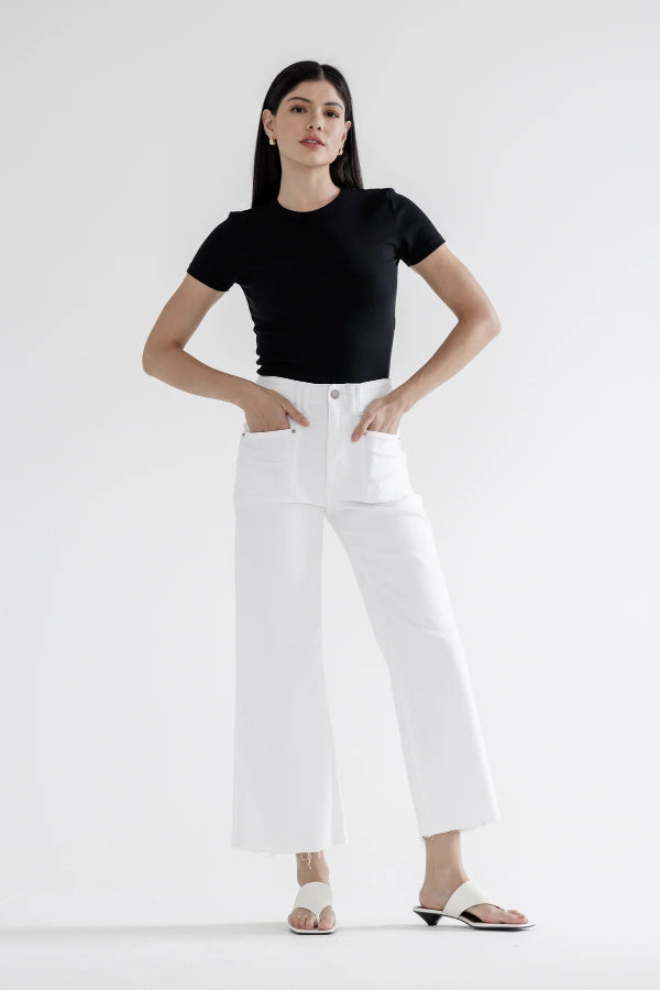 Mica High Rise White Wide Leg Jeans - Shop Ravel