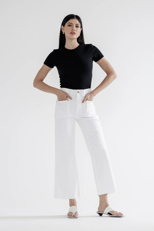 Mica High Rise White Wide Leg Jeans