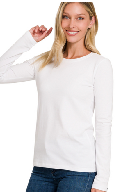 Cotton Crewneck Long Sleeve Tee