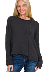 Asymmetric Sweater- Black