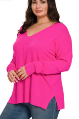 Picture Perfect Sweater- Hot Pink