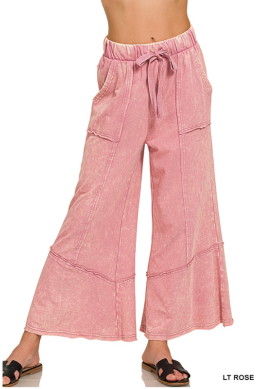 Subtle Flare Pants- Light Rose