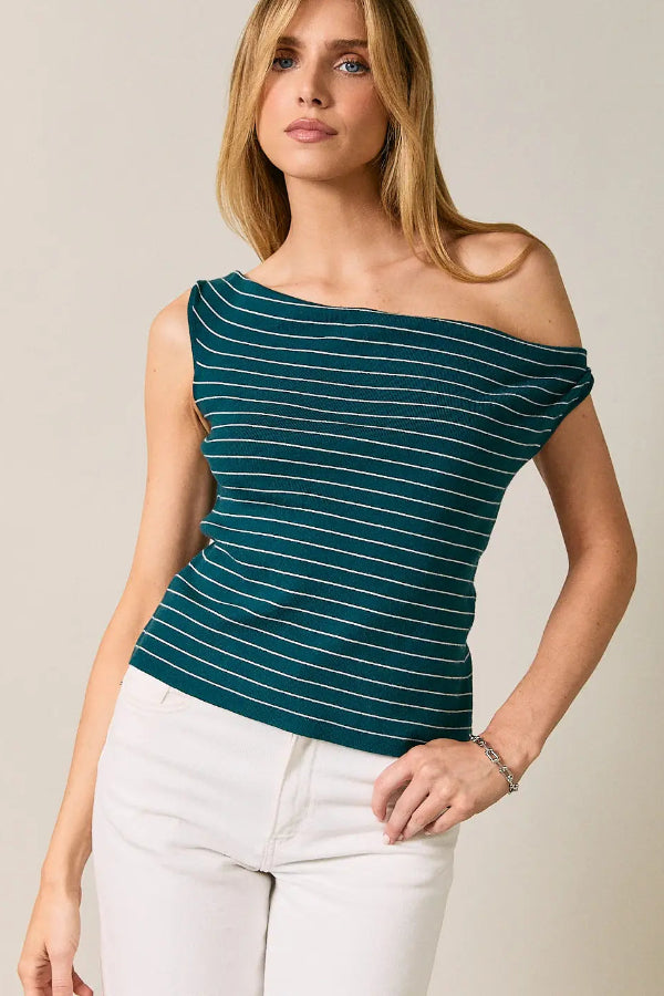 Twisted Detail Stripe Knit Top