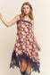 Floral Print Lace Trim Midi Dress