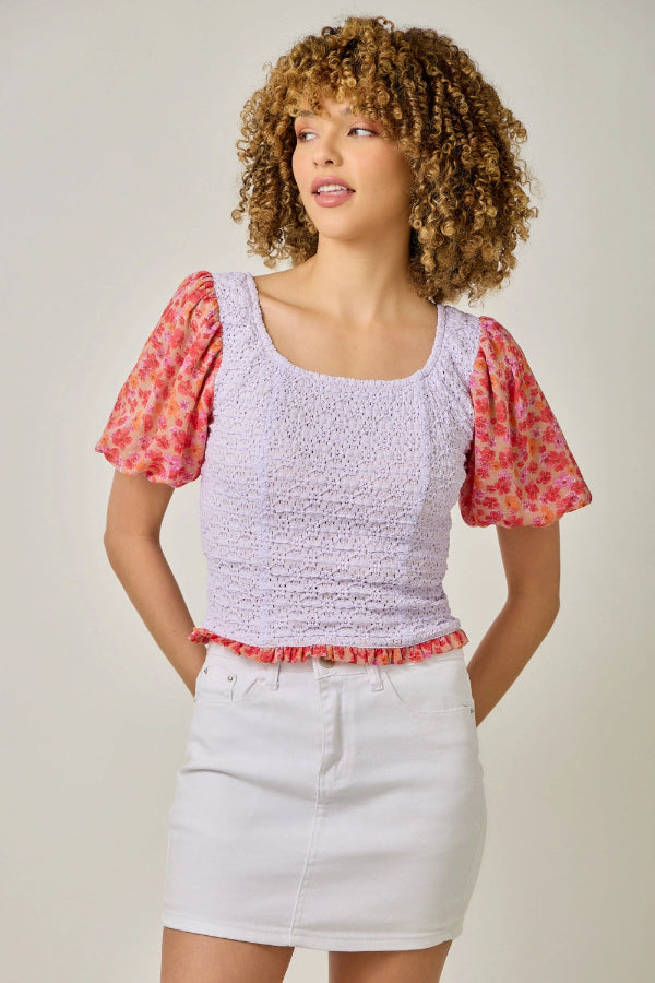 Chiffon Sleeve Lace Top - Shop Ravel
