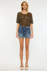 Kan Can Frayed Hem Denim Shorts