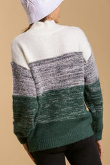 Umgee Blocked Mock Sweater