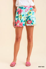 Umgee Bottoms Scalloped Hem Shorts