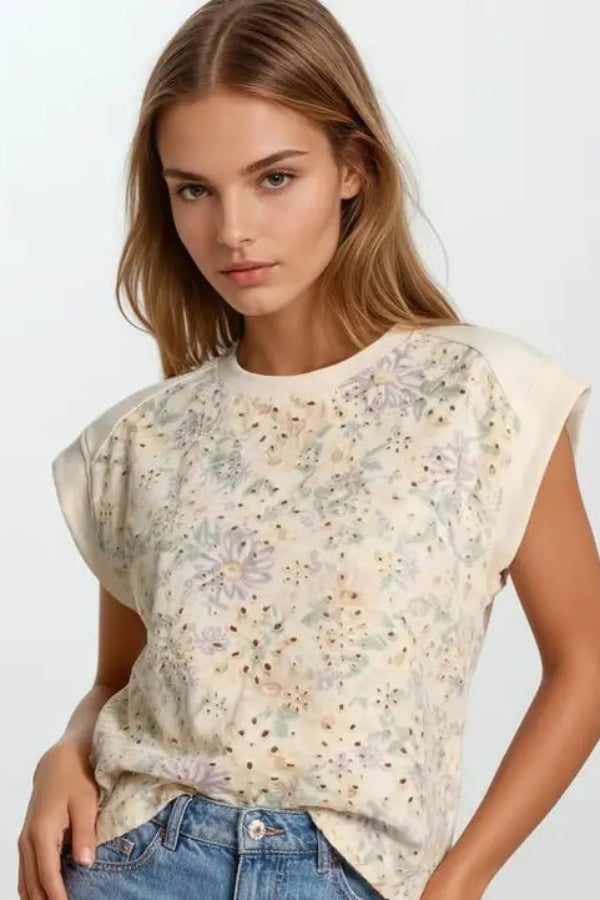 Print & Terry Mix Top - Shop Ravel