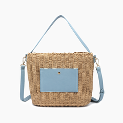 Sunset Straw Bucket Mini Tote Bag