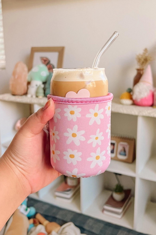 Pink Daisy Iced Coffee Sleeve