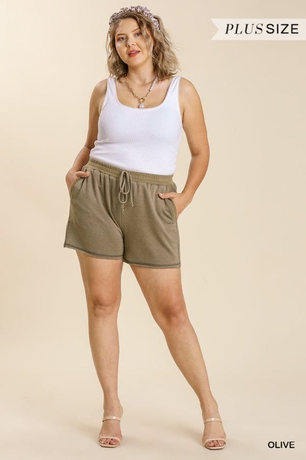 Umgee Curve Mineral Knit Shorts