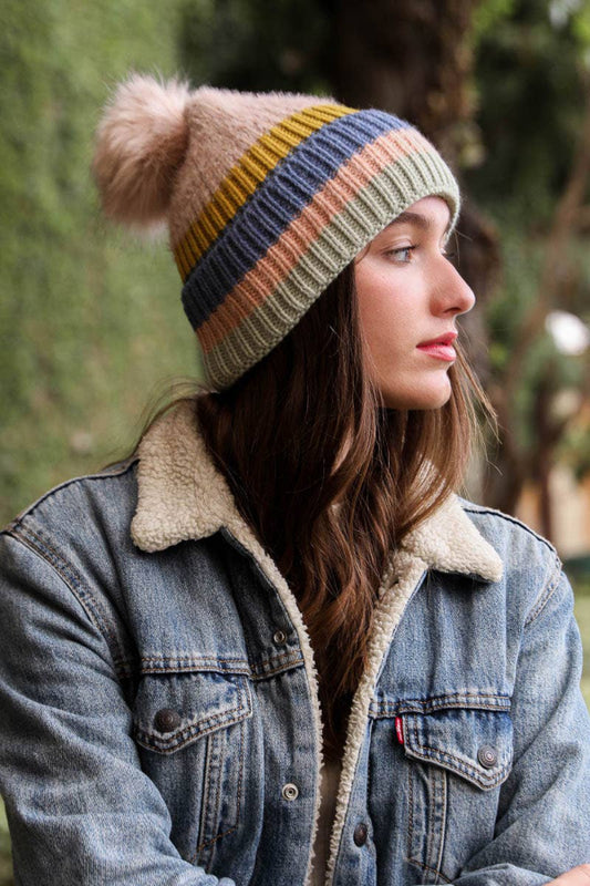 Pastel Stripe Winter Hat
