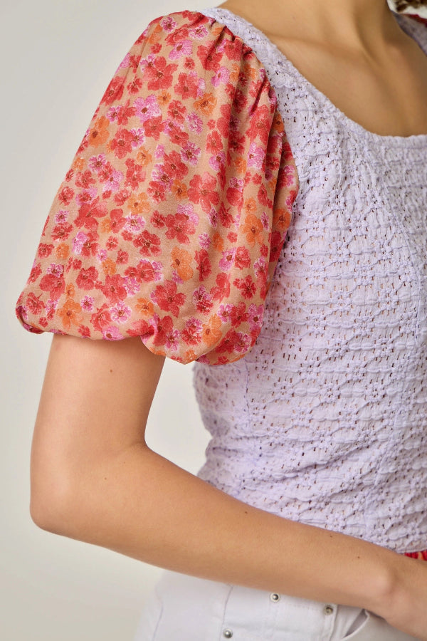 Chiffon Sleeve Lace Top - Shop Ravel