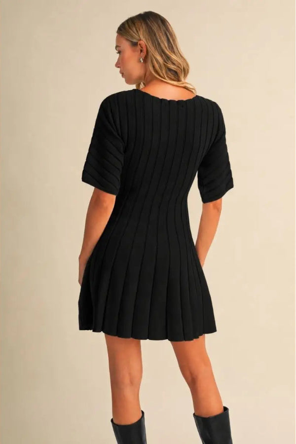 Short Sleeve Flare Mini Dress