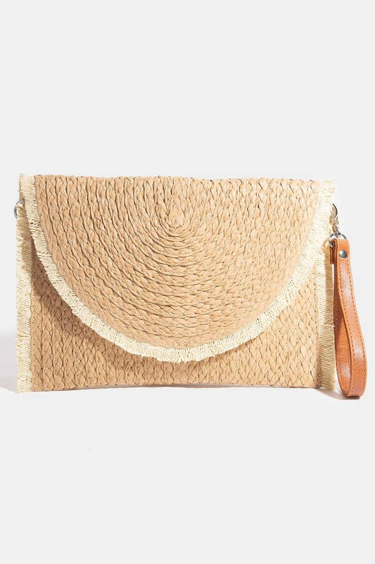 Paper Braided Round Flat Envelope Clutch Bag