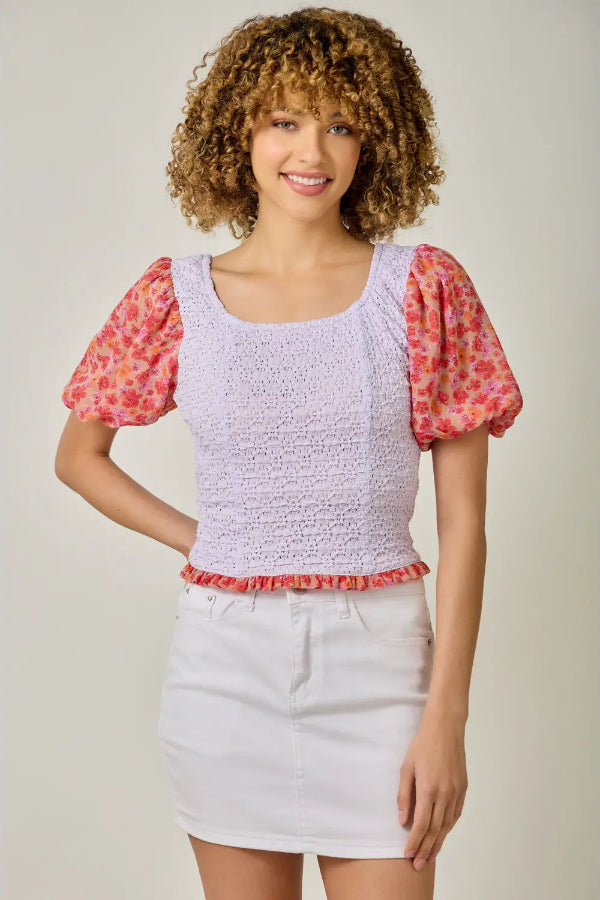 Chiffon Sleeve Lace Top - Shop Ravel