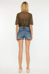 Kan Can Frayed Hem Denim Shorts