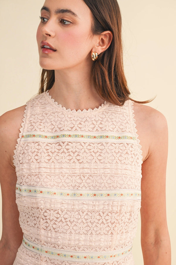 Crochet Trim Dress Medium