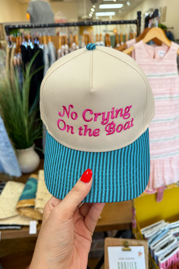 No Crying on the Boat Embroidered Trucker Hat