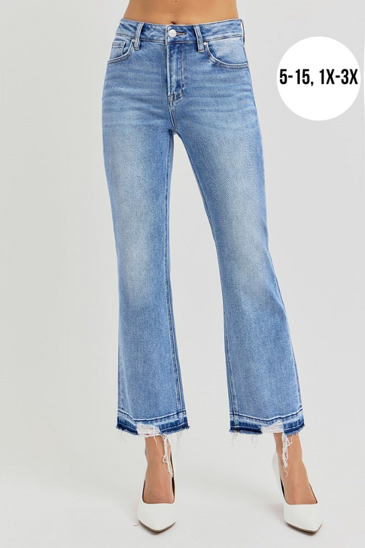 Risen Shadow Hem Straight Leg Jeans