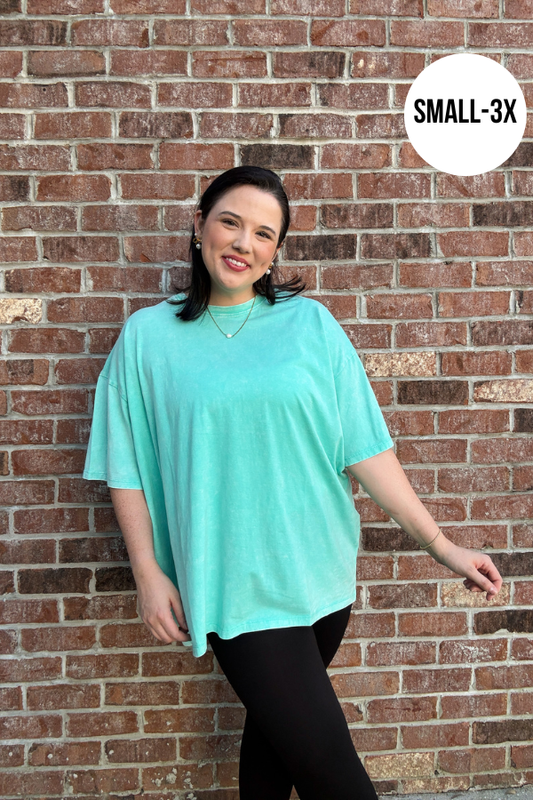 Acid Wash Tee- Mint