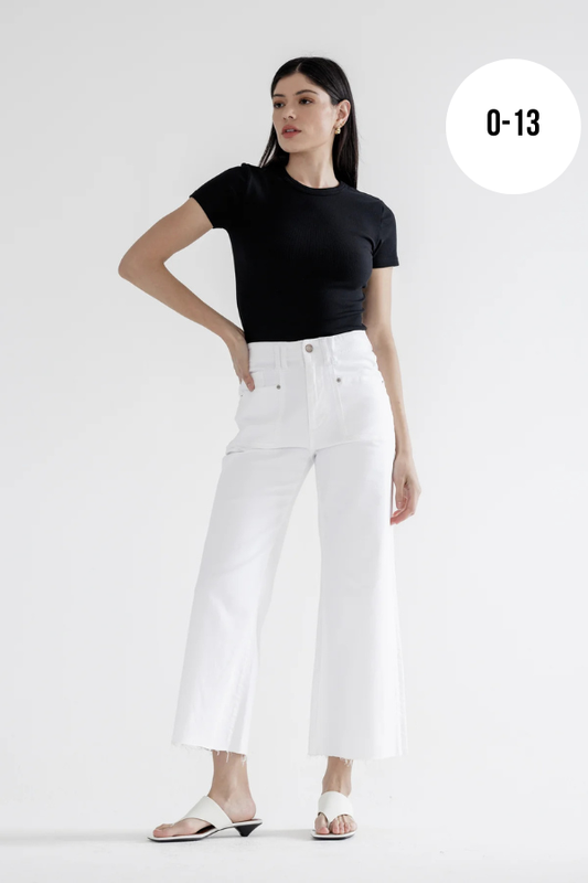 Mica High Rise White Wide Leg Jeans