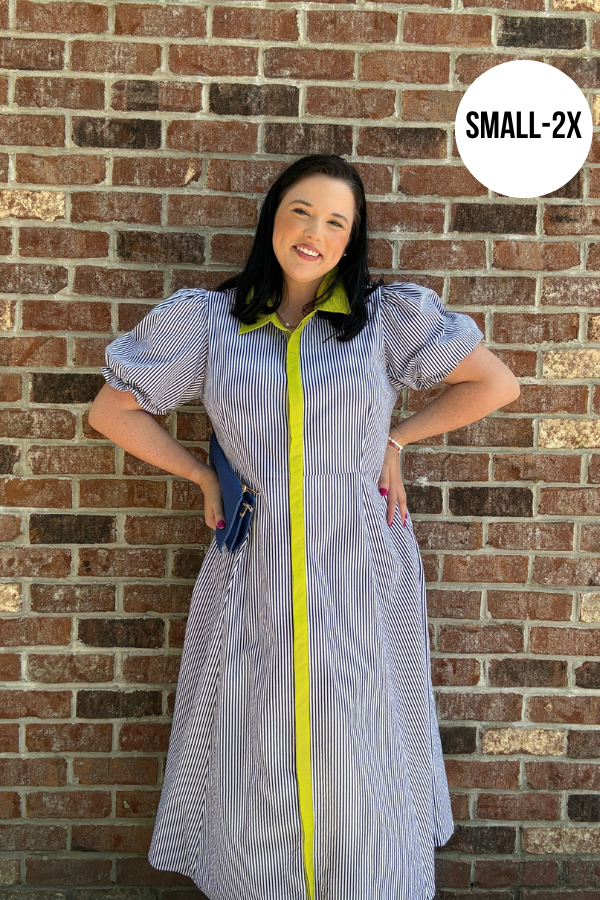 Pointed Collar Midi Dress