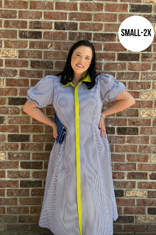 Pointed Collar Midi Dress