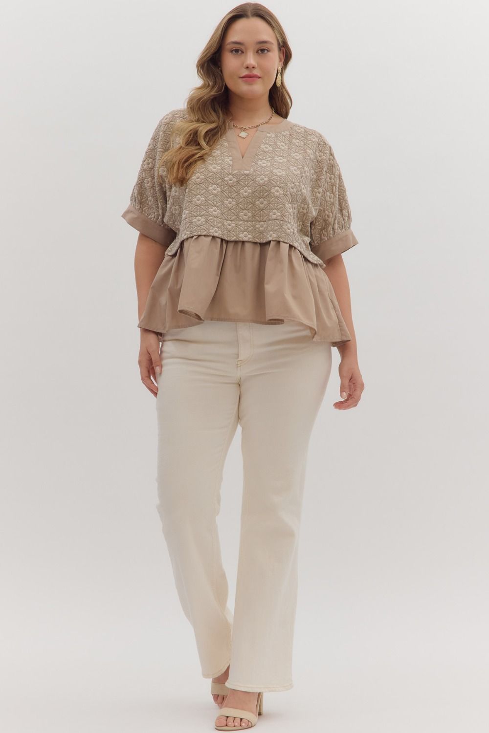 Contrast Ruffle Top