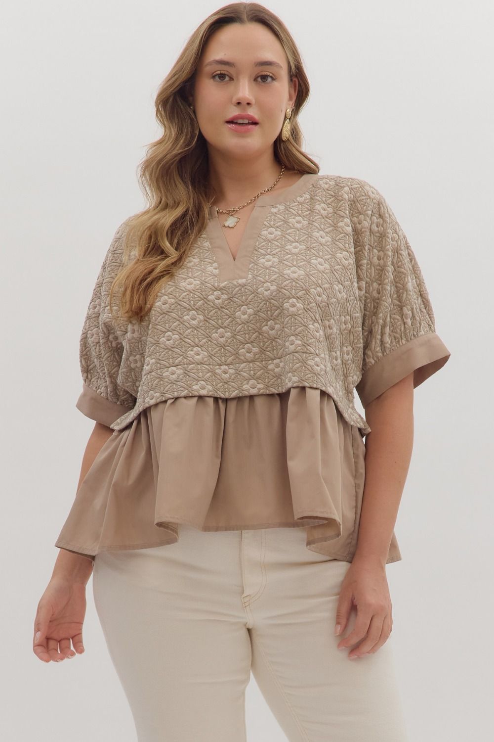 Contrast Ruffle Top