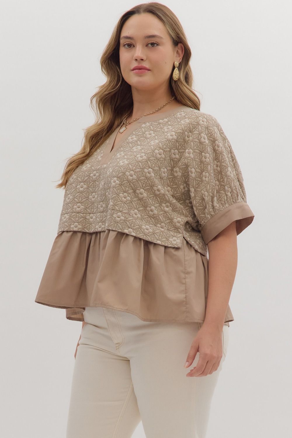 Contrast Ruffle Top