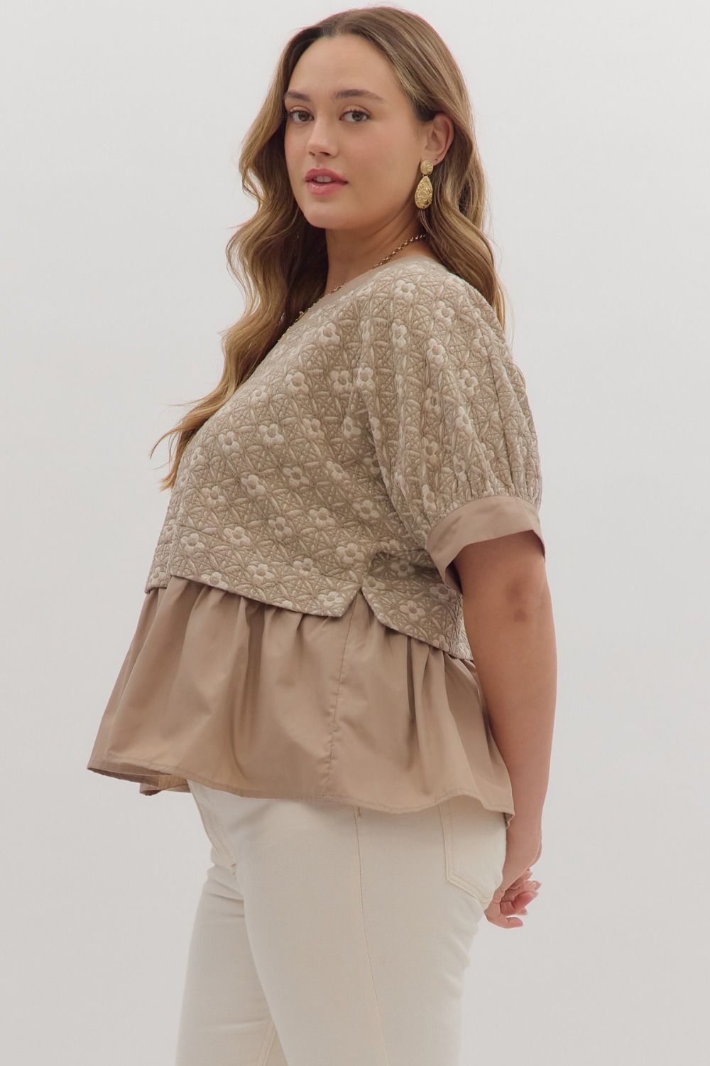 Contrast Ruffle Top