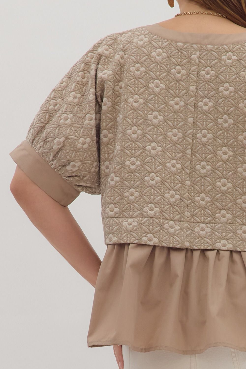 Contrast Ruffle Top
