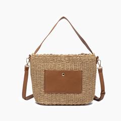 Sunset Straw Bucket Mini Tote Bag