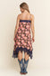 Floral Print Lace Trim Midi Dress