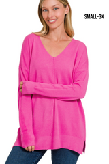 Picture Perfect Sweater- Hot Pink