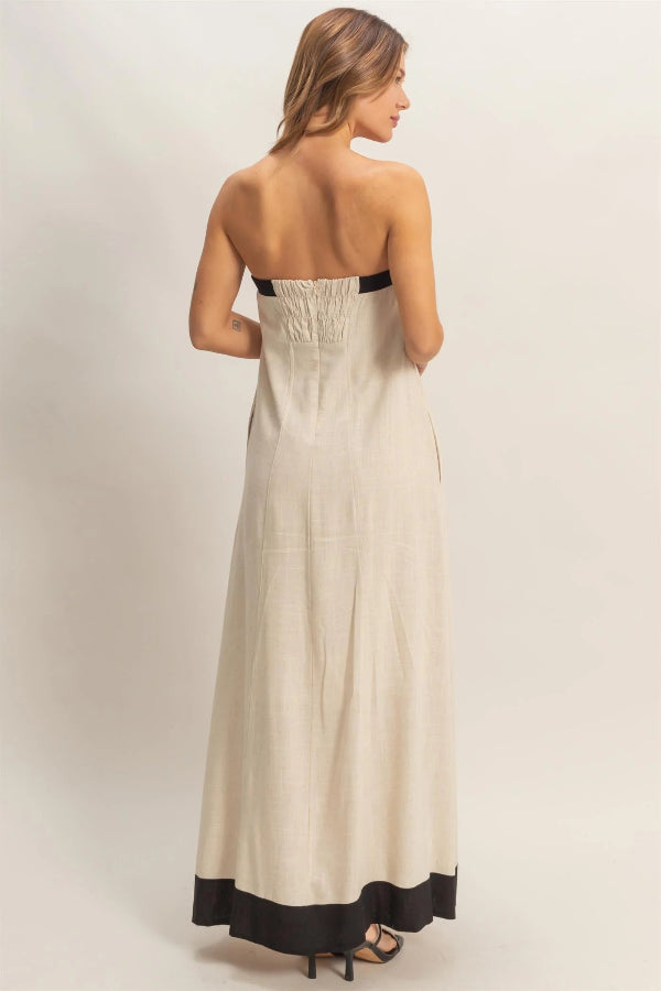 Strapless Button-Front Maxi Dress - Shop Ravel