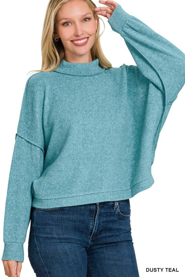 ZENANA Shirts & Tops Coastal Teal Sweater