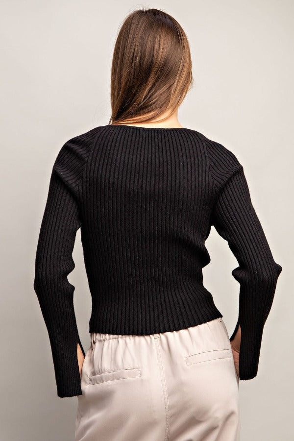 eesome Shirts & Tops Sweetheart Bliss Ribbed Knit Top