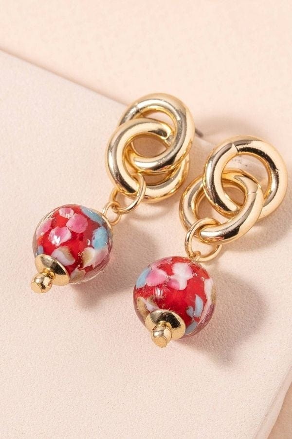 Avenue Zoe Accessories Floral Glass Bead Dangling Earrings